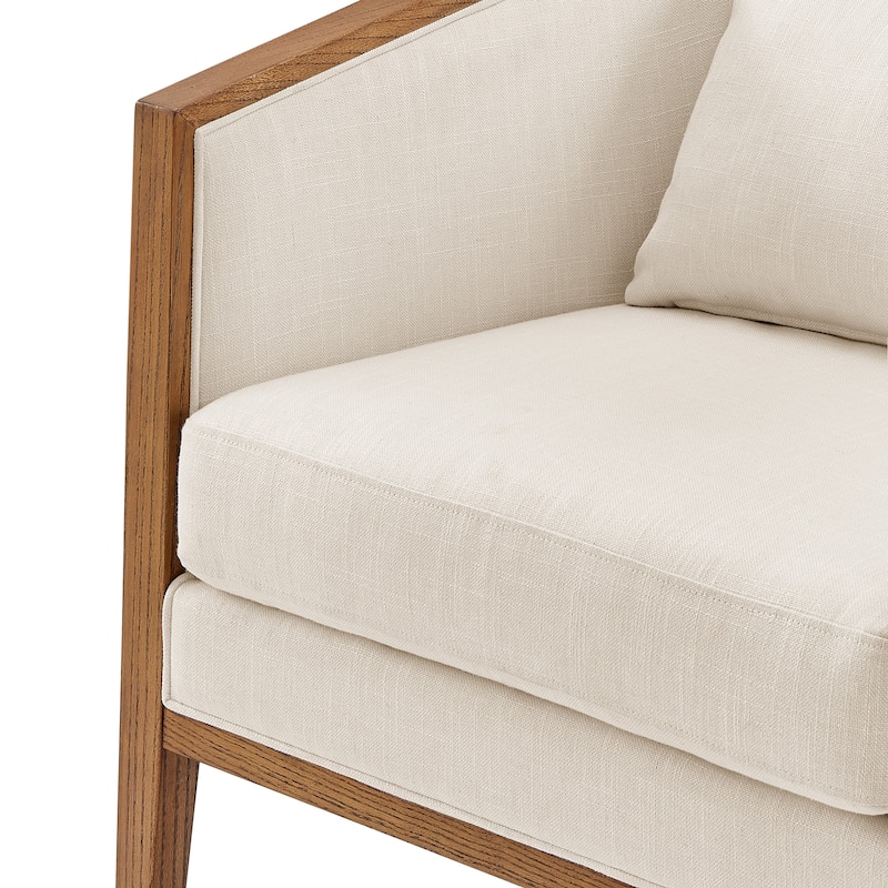 NPD Furniture Tillman Faux Leather/Linen Accent Arm Chair