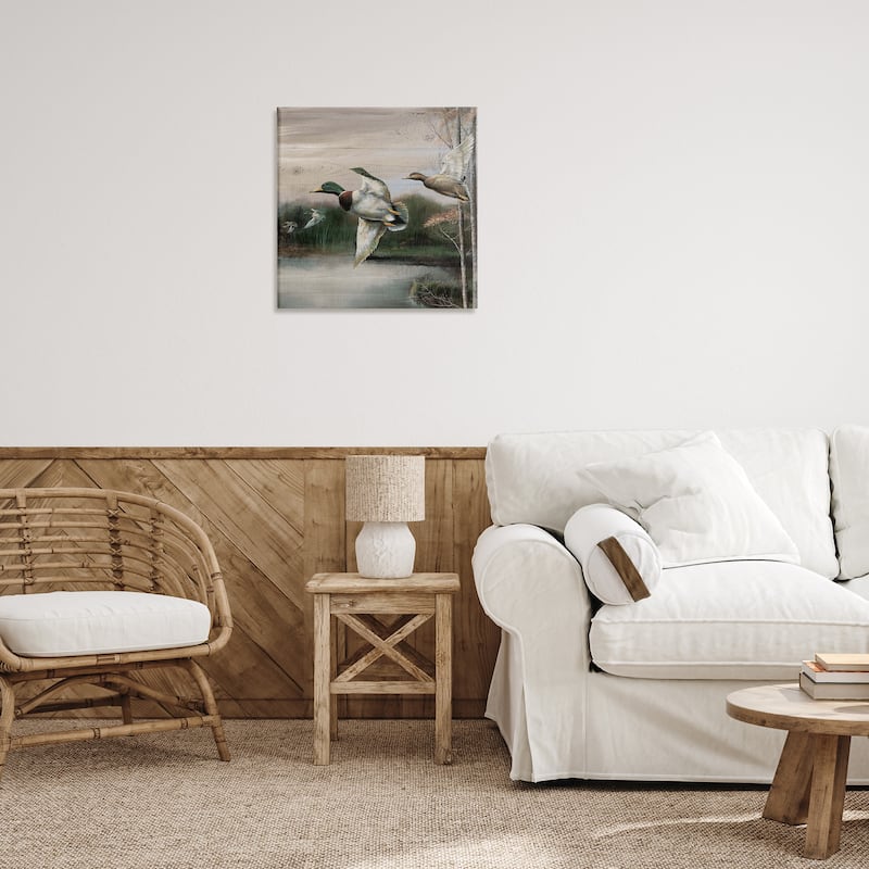 Stupell Flying Ducks in Rustic Nature Canvas Wall Art Design By Ruane Manning