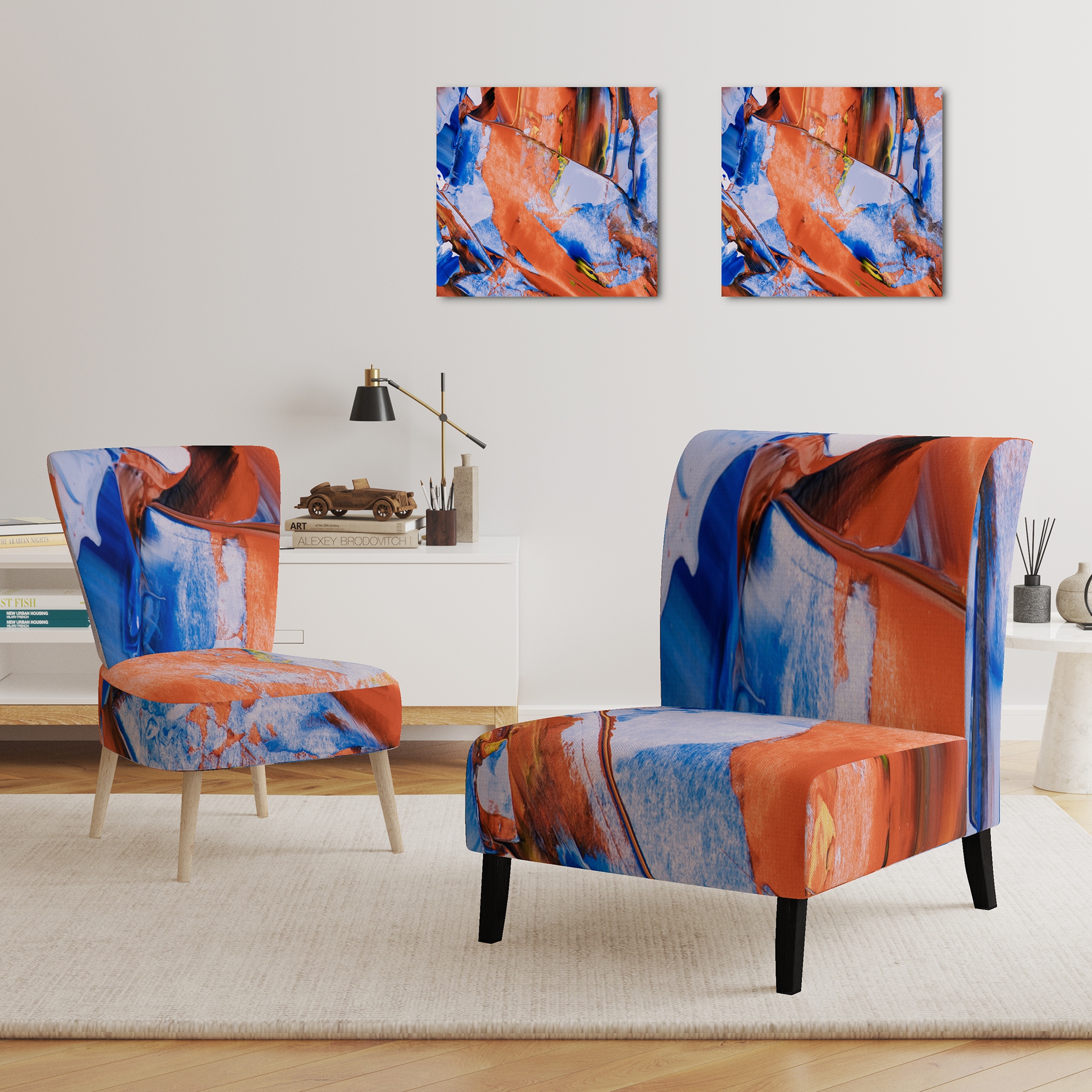 Orange and best sale blue chair