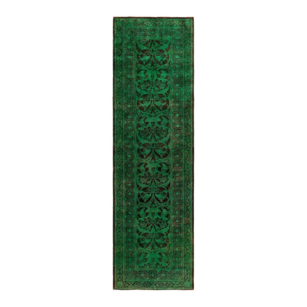 Contemporary Overdyed Wool Hand Knotted Runner - 2' 6" x 8' 9"