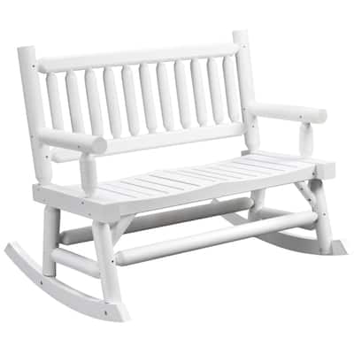 Wood Outdoor Rocking Bench Porch Garden Seat 550lbs - 44” L x 37.75” W x 36.5” H