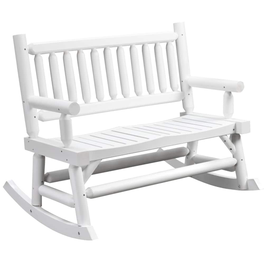 Wood Outdoor Rocking Bench Porch Garden Seat 550lbs - 44” L x 37.75” W x 36.5” H
