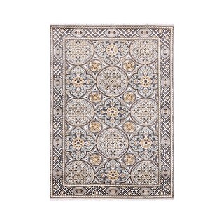 Shahbanu Rugs Taupe-Brown Mughal Inspired Medallions Design Textured ...