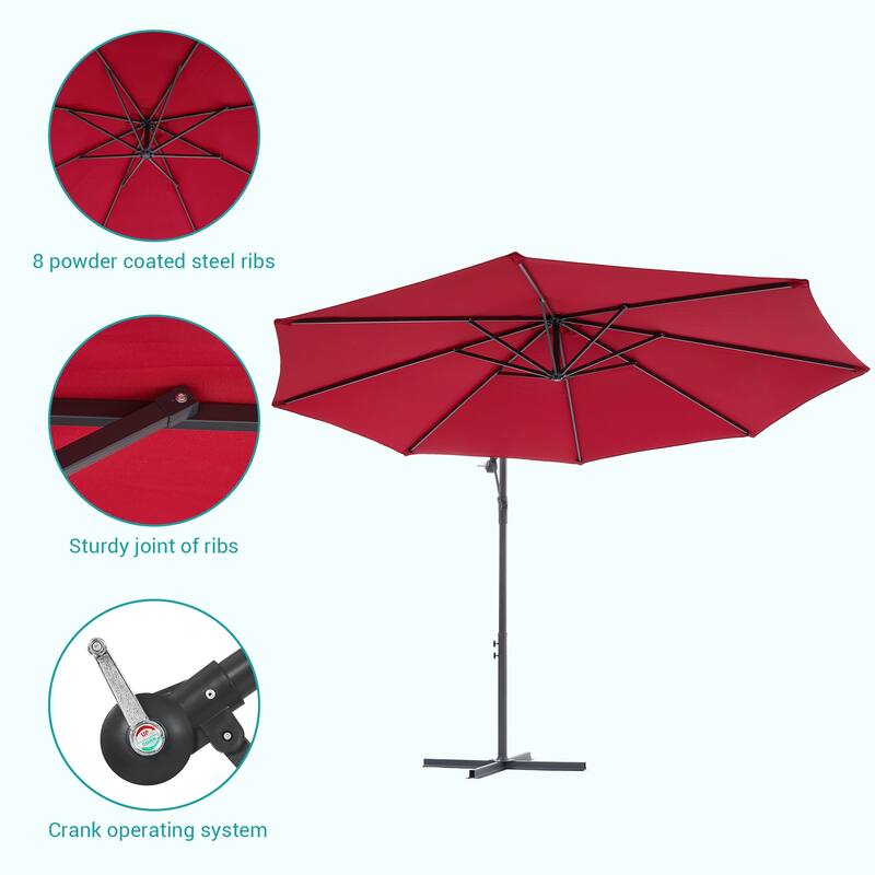 BONOSUKI 10ft Patio Offset Umbrella Outdoor Hanging Umbrella