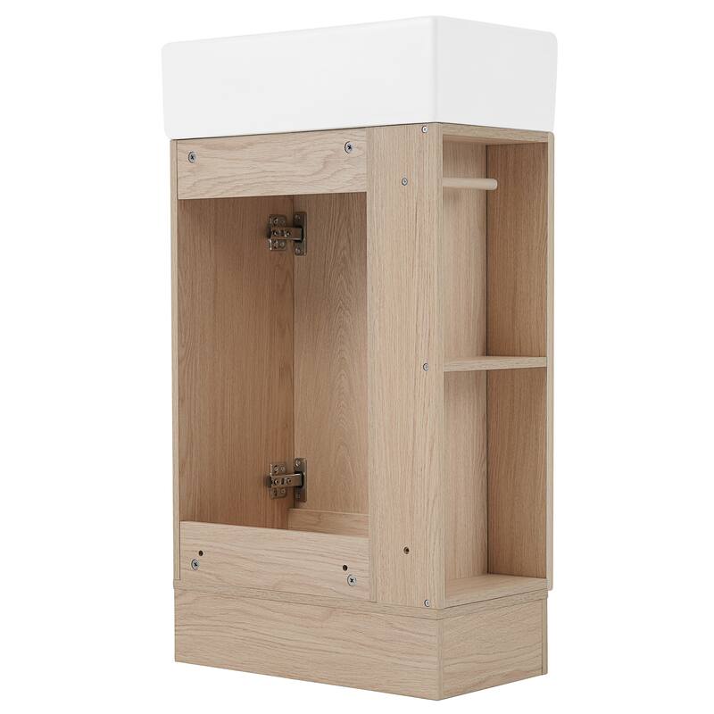 18.6" Vertical Stripe Door Cabinet Bathroom Vanity with Sink, Toilet Paper Holder and 2-tier Shelf - Available Left or Right