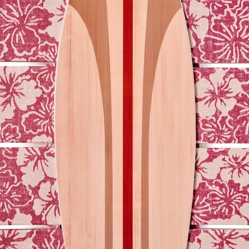 Kona Coast by Reyn Spooner HONU 'AUKAI Horizon Blue Surf Board on Plank Wall Art - 14" x 20"