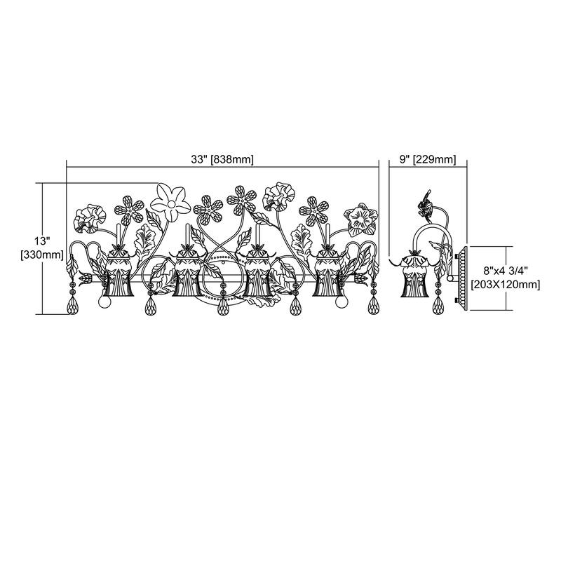 Elk Home Cristallo Fiore Deep Rust With Crystal 4 Light Vanity Light