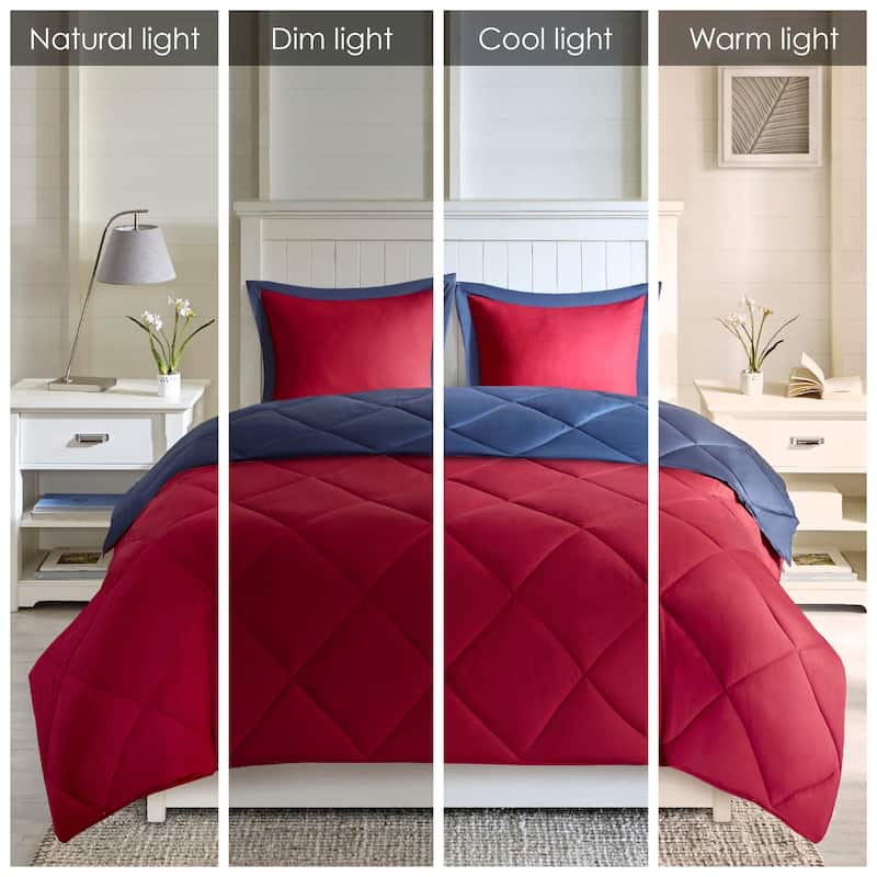 Madison Park Essentials Windsor 3M Scotchgard Diamond Quilting Reversible Down Alternative Comforter Set