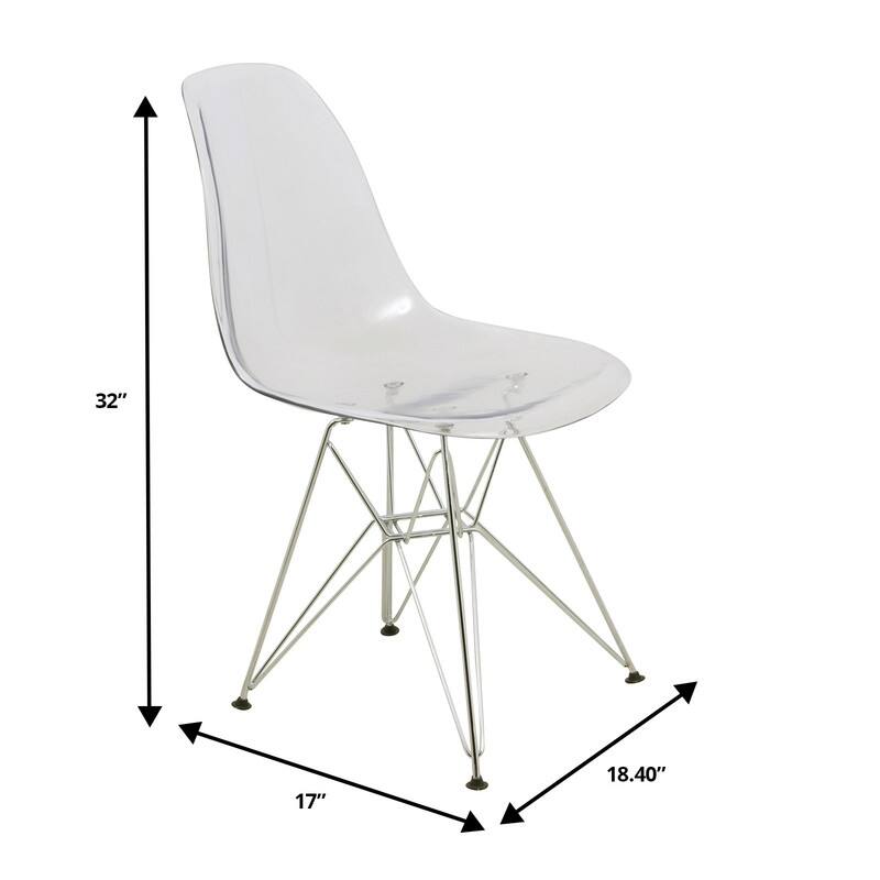 Cresco Ergonomic Modern Shell Seat Dining Chair with Chrome Eiffel Base and Curved Back Accent Side Chair (Set of 4)