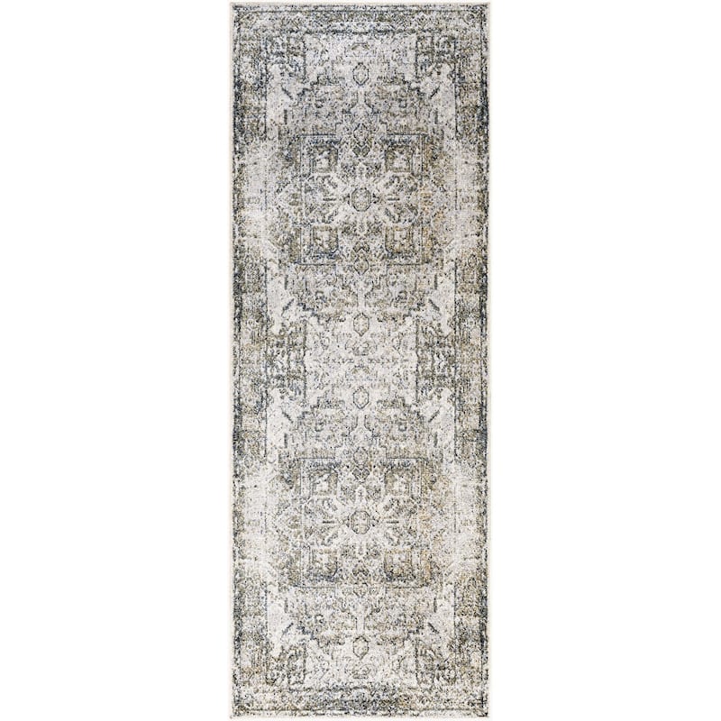 Livabliss Traditional Lillian Medallion Washable Area Rug - 2'7" x 7'3" - Beige/Yellow