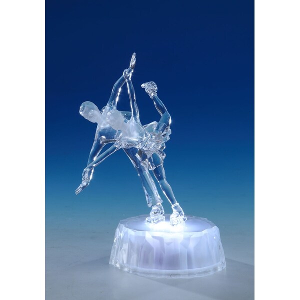 Set of 2 Clear Skating Pair Decorative Tabletop Figure with LED Light 7.5" - N/A