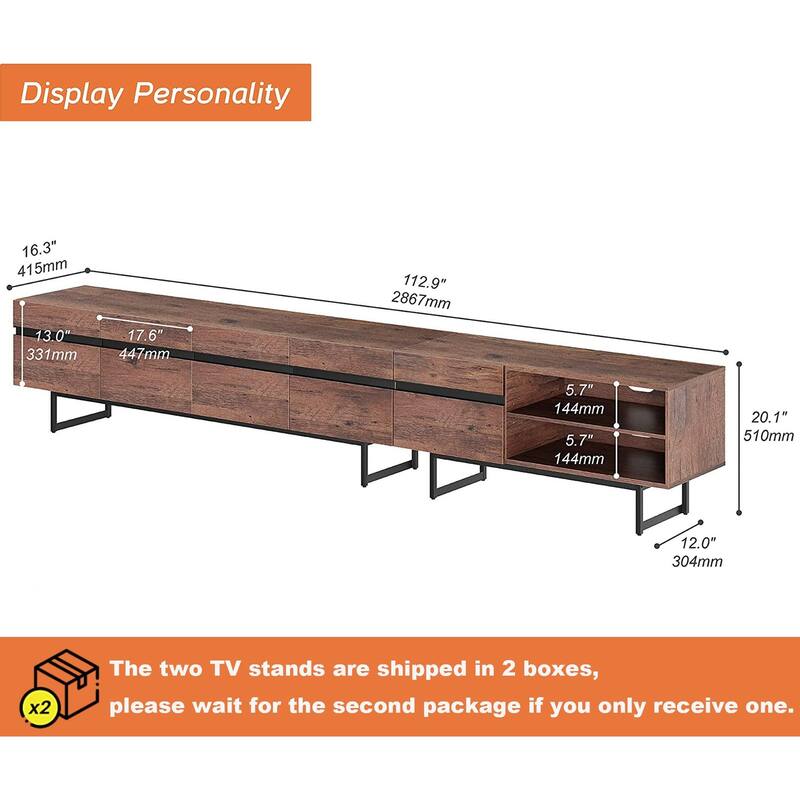 WAMPAT Modern TV Stand for up to 100 inch TV with Storage Cabinets