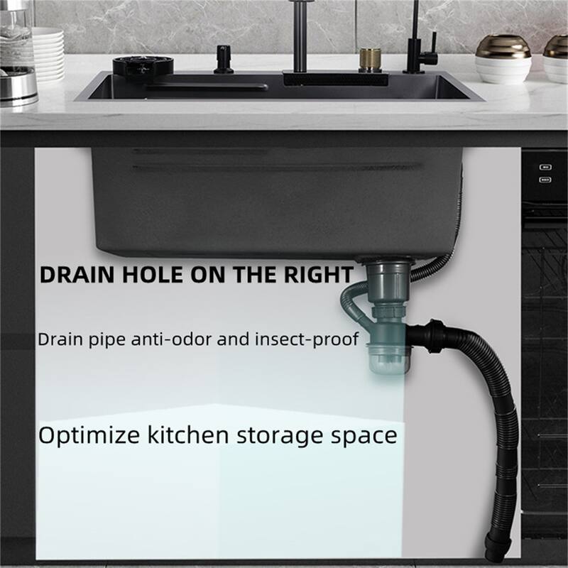 Stainless Steel Drop-in Kitchen Sink Waterfall Faucet and Ac