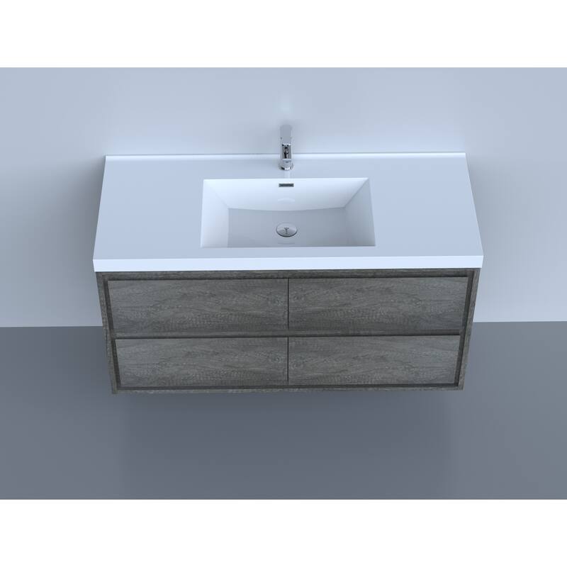 Sage 60" wall mounted bathroom vanity with single basin acrylic top