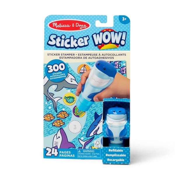 slide 2 of 8, Melissa & Doug Sticker WOW Activity Pad & Sticker Stamper - Shark - Multi Multi - Kids