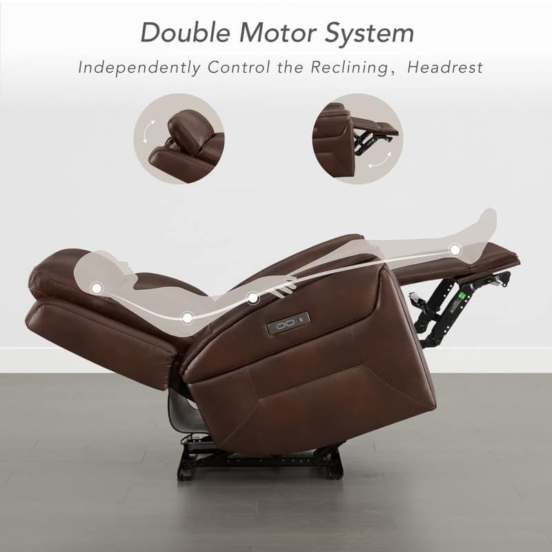 Spruce & Spring Dual Motors Genuine Leather Zero Gravity Recliner with Power Headrest