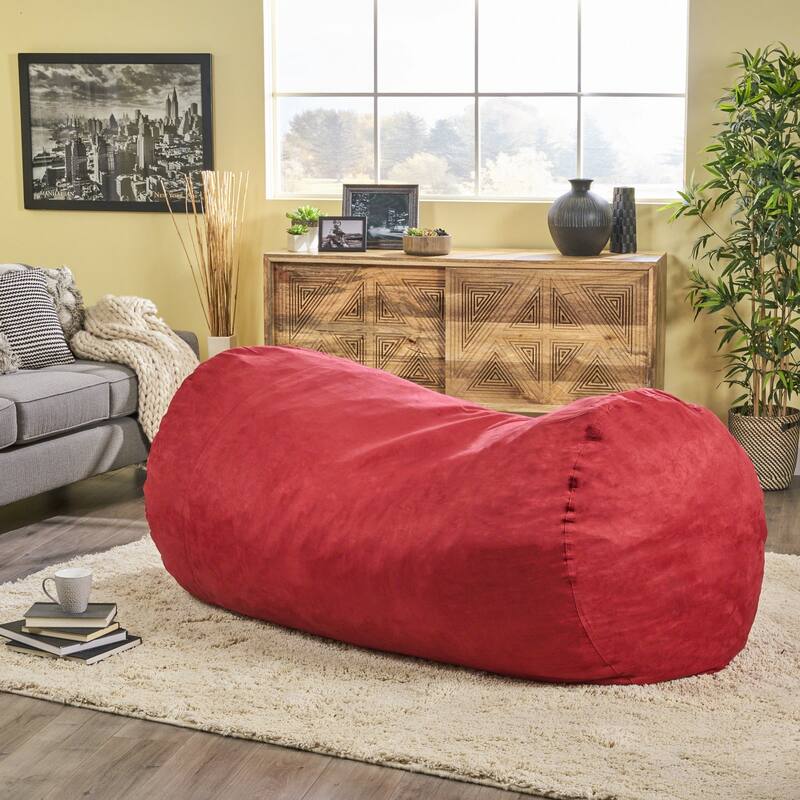 Comfortable Cylindrical Suede Bean Bag With Microfiber - Red - Large