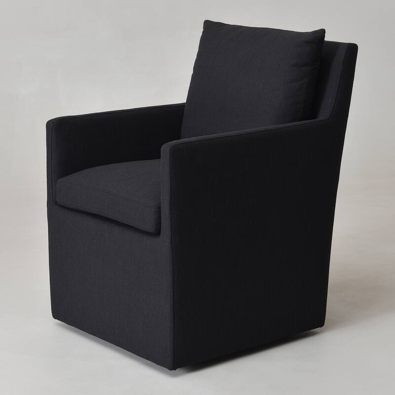 KINWELL 25" Performance Fabric Upholstered Rolling Dining Armchair
