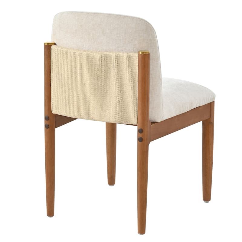 Christopher Knight Home - Modern Rubberwood Dining Chairs with Woven Rope Backrest
