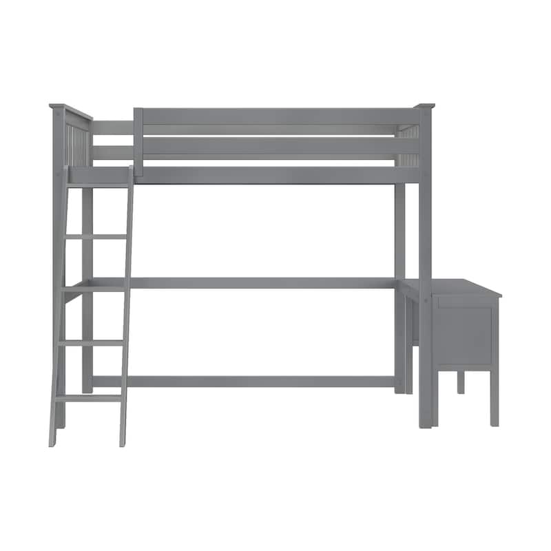 Max and Lily Twin-Size High Loft Bed with Desk