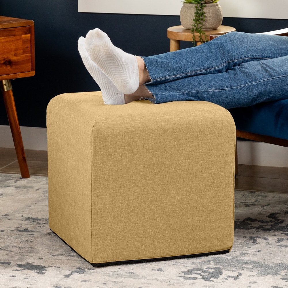 Jaxx Monroe Square Foam Ottoman with Stain Resistant Performance Fabric