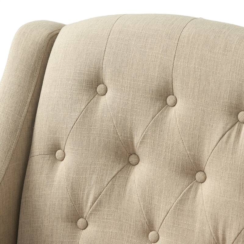 Beige 29.6" Button Tufted Arm Chair with Ottoman