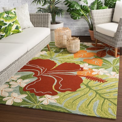 Luau Indoor and Outdoor Floral Area Rug