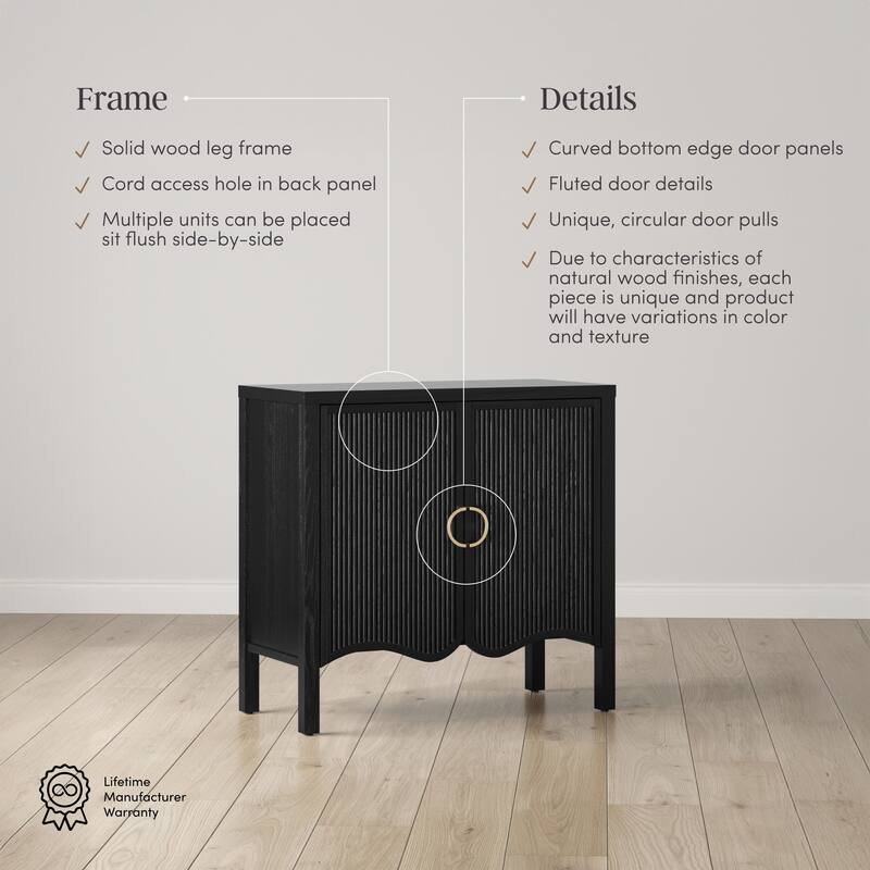 Scott Transitional Fluted Accent Cabinet or Storage Cabinet for Living Room or Entryway with Solid Wood Panel