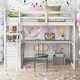 preview thumbnail 14 of 25, Solid Pine Wood Twin Size Loft Bed With Desk and Drawers White