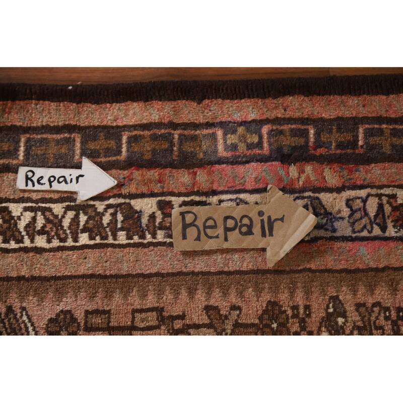 Tribal Gharajeh Persian Vintage Runner Rug Handmade Wool Carpet - 3'5"x 12'8"