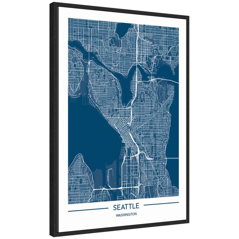 Kate and Laurel Sylvie Seattle Map Framed Canvas by Jake Goossen - 23x33