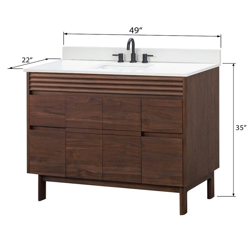 Avanity Carina Bathroom Vanity in Coffee Teak with White Engineered Stone Top
