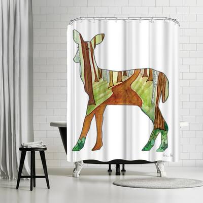 Americanflat 71" x 74" Shower Curtain, Deer by Adrienne Vita