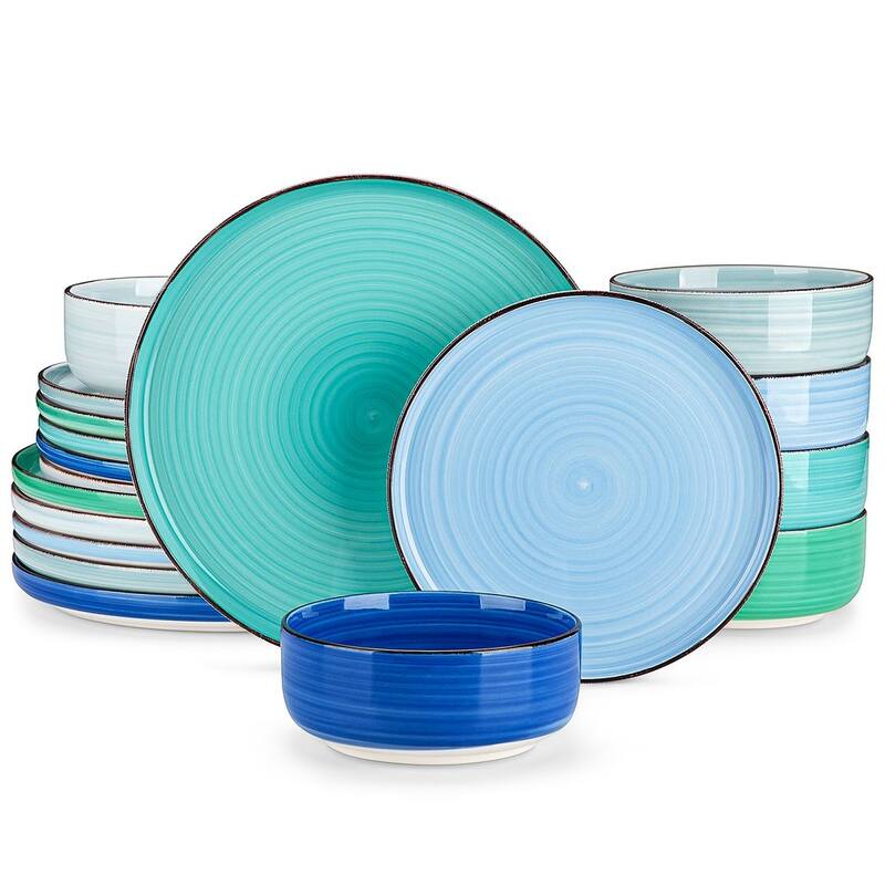 vancasso Bonita 18-Piece Round With Colourful Dinnerware Set - Blue Assorted