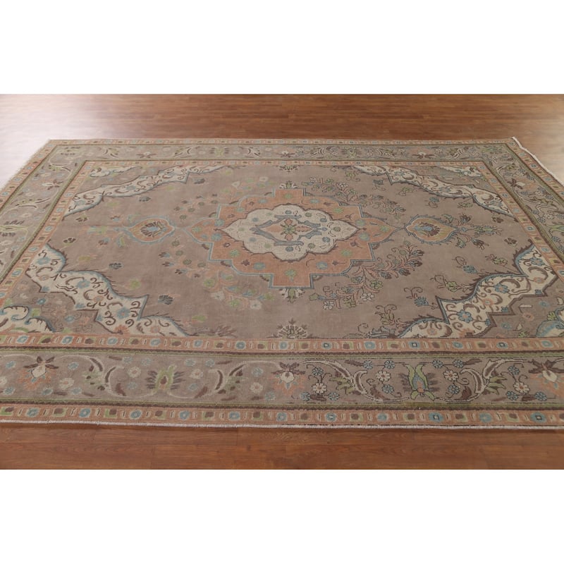 Over-Dyed Tabriz Persian Vintage Area Rug Handmade Wool Carpet - 7'2"x 10'6"