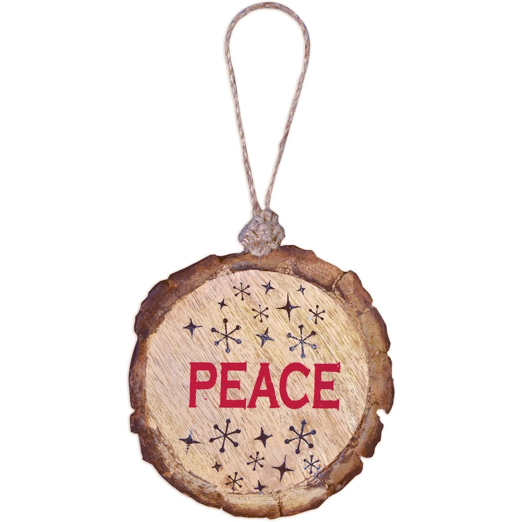 Wood Peace Ornament -Set of 4