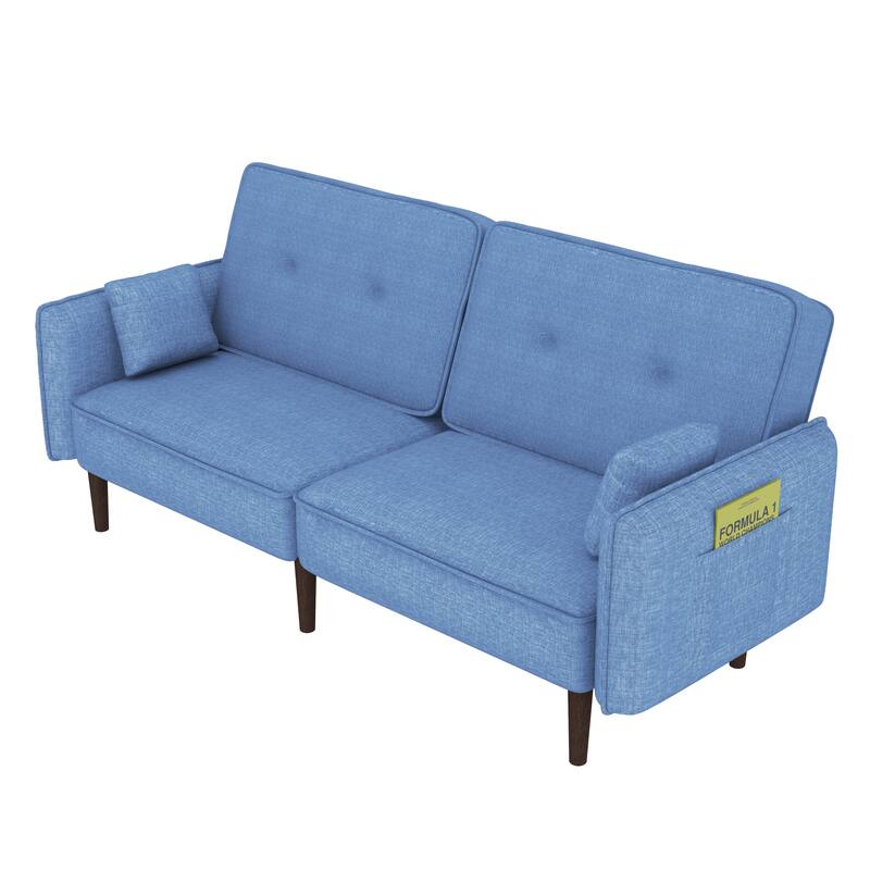 Fabric Futon Sofa bed with Solid Wood Leg