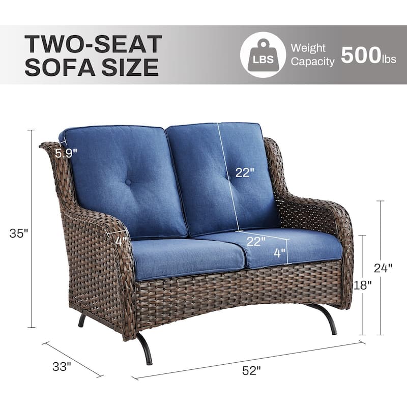 Gymojoy 2-Seat Stylish Patio Loveseat Glider Sofa, Water-Resistant Olefin Cushions for Outdoor Comfort