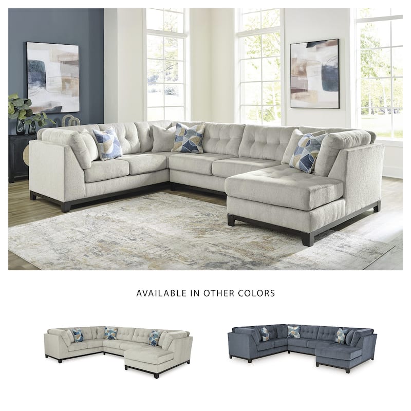 Signature Design by Ashley Maxon Place Light Gray 3-Piece Sectional with Chaise - 140" W x 100" D x 37" H