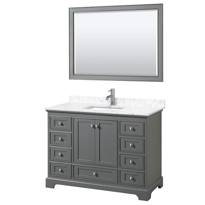 Deborah 48-inch Single Vanity, Cultured Marble Top, 46-inch Mirror