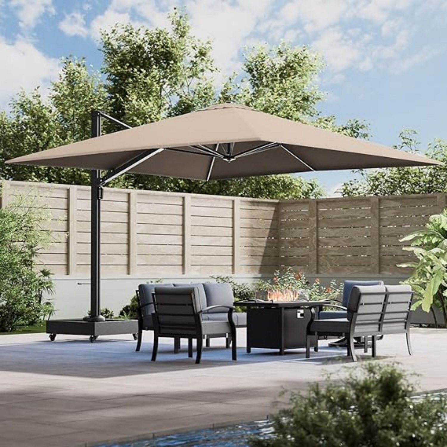 12 inch patio umbrella Yaheetech 13FT Double-Sided w/Base Crank Ribs Vented, Tan The double top 12 ft square cantilever umbrella pro is ideal for yards LAUSAINT HOME 12FT Deluxe Cantilever