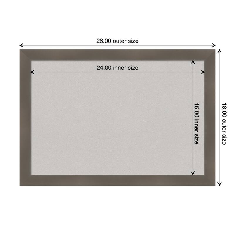 Edwin Clay Grey Wood Framed Grey Corkboard Bulletin Board - Board Size 24x16