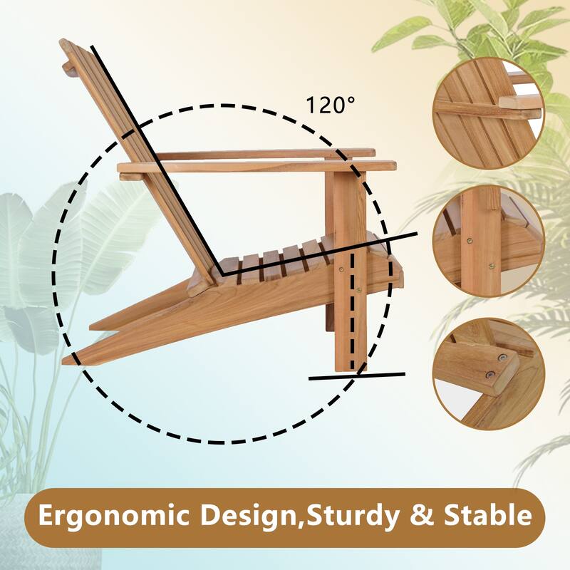 Folding Adirondack Chair All Weather Outdoor Chair with Footstool