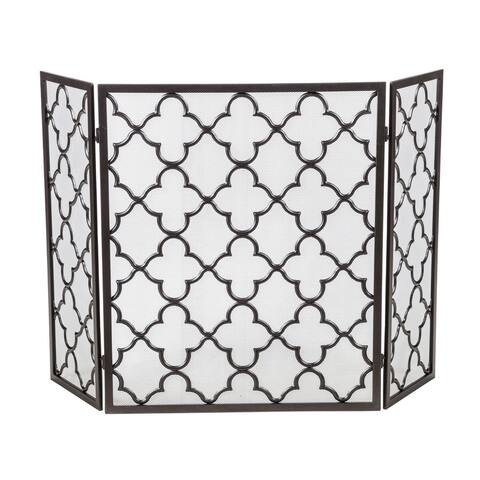 Tri-Fold Geometric Firescreen