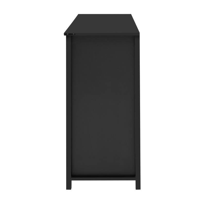 Sliding Barn Door Sideboard with 3 Drawers and Adjustable Shelves, Buffet Cabinet with Metal Mesh and Aluminum Handles