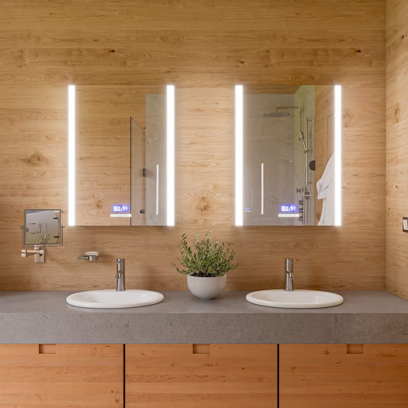 ALFI brand ABM8WS-BN 8" Square Wall Mounted 5x Magnify Cosmetic Mirror - Grey