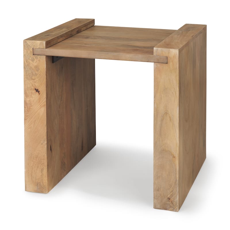 Athelia Light Brown Solid Wood Square Accent Table - Light Brown