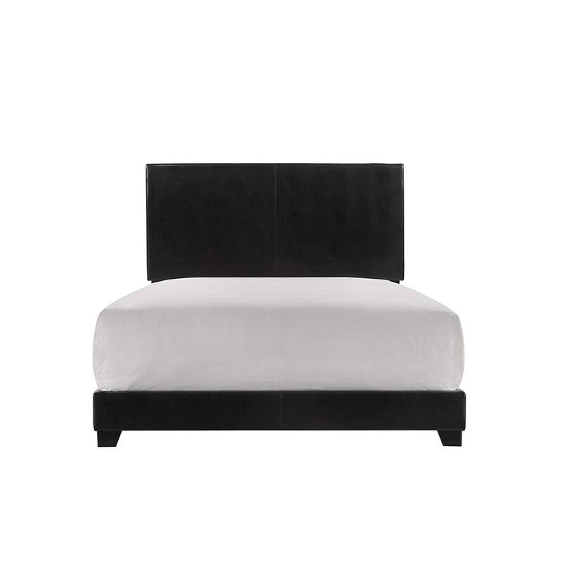 Erin Upholstered Bed - Full Size - Modern Black Faux Leather Design
