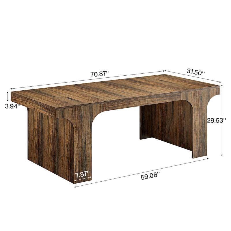 70.9" Executive Desk, Large Wood Computer Office Desk, Writing Table Business Workspace Home Office Accent Desk