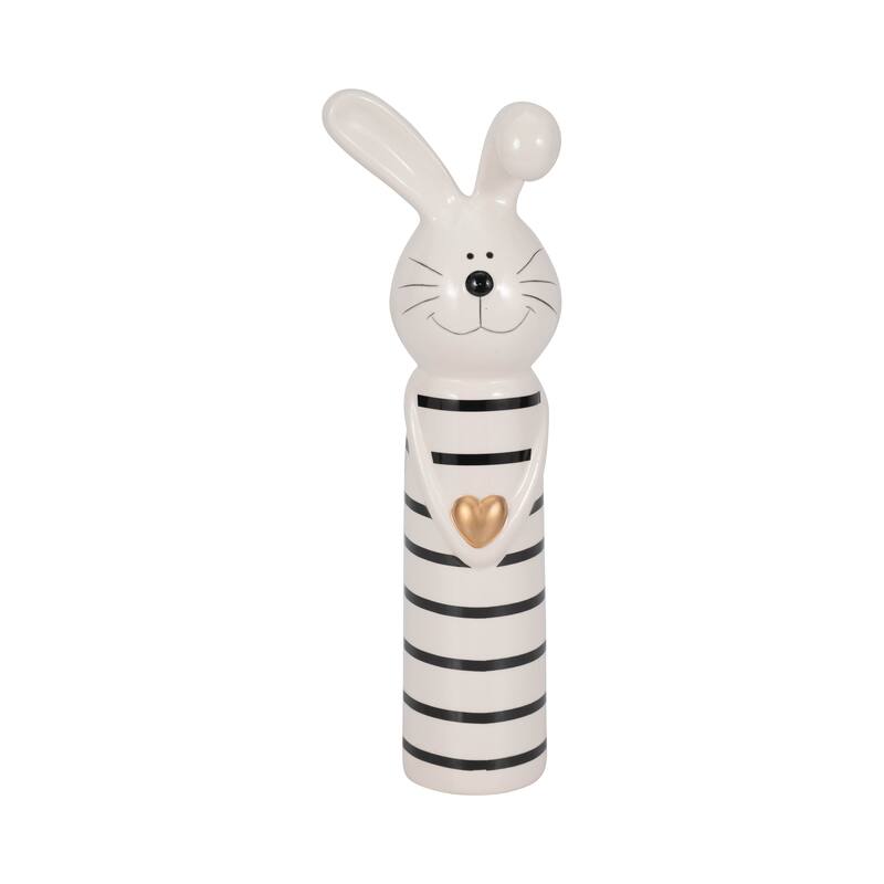 Sagebrook Home Lines Bunny With Gold Heart, White/Black